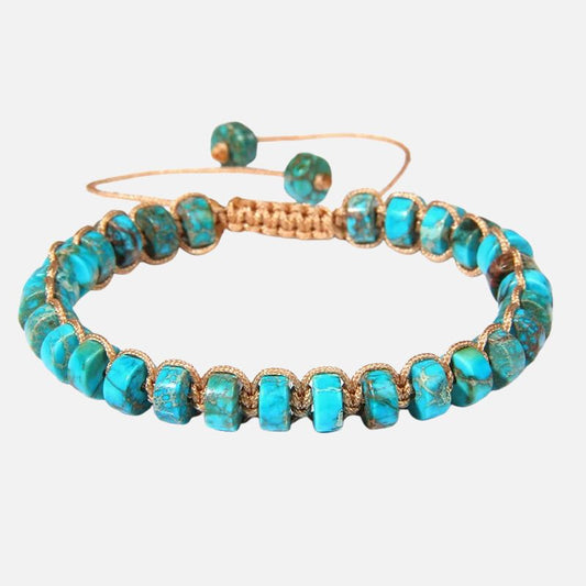 Bracelet Macramé Pierre Rondelles Plates