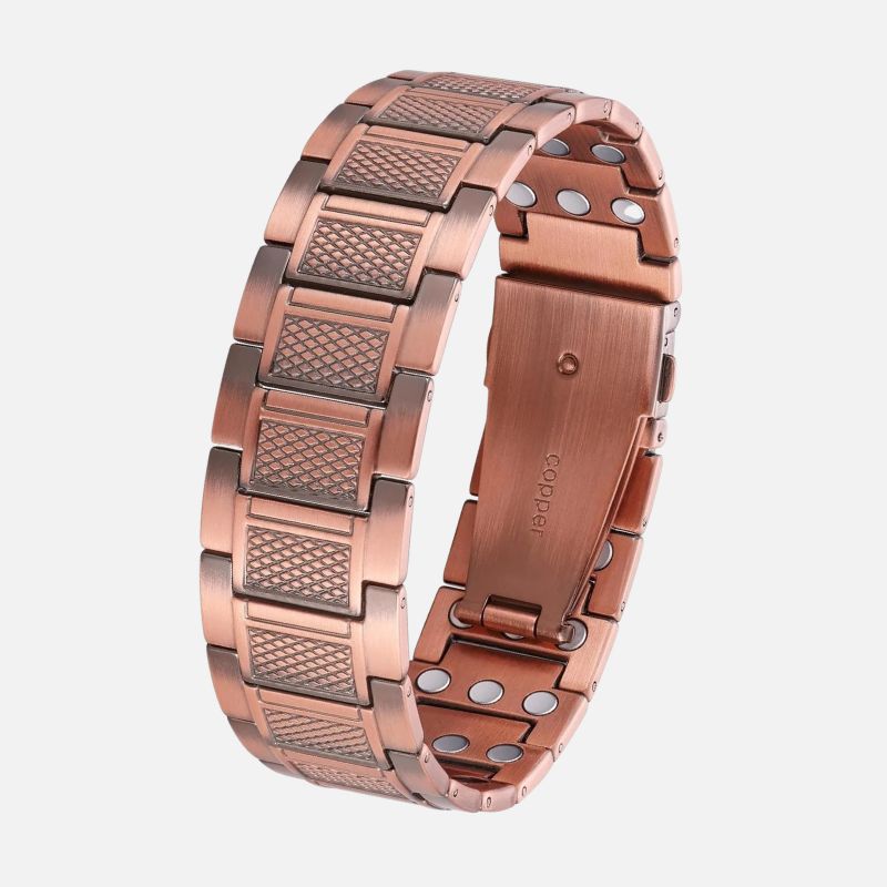 Bracelet Magnétique Cuivre Trame Quadrillée
