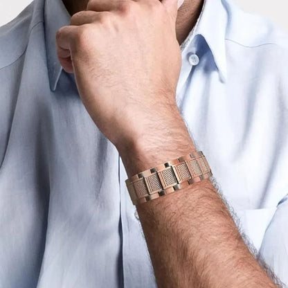 Bracelet Magnétique Cuivre Trame Quadrillée
