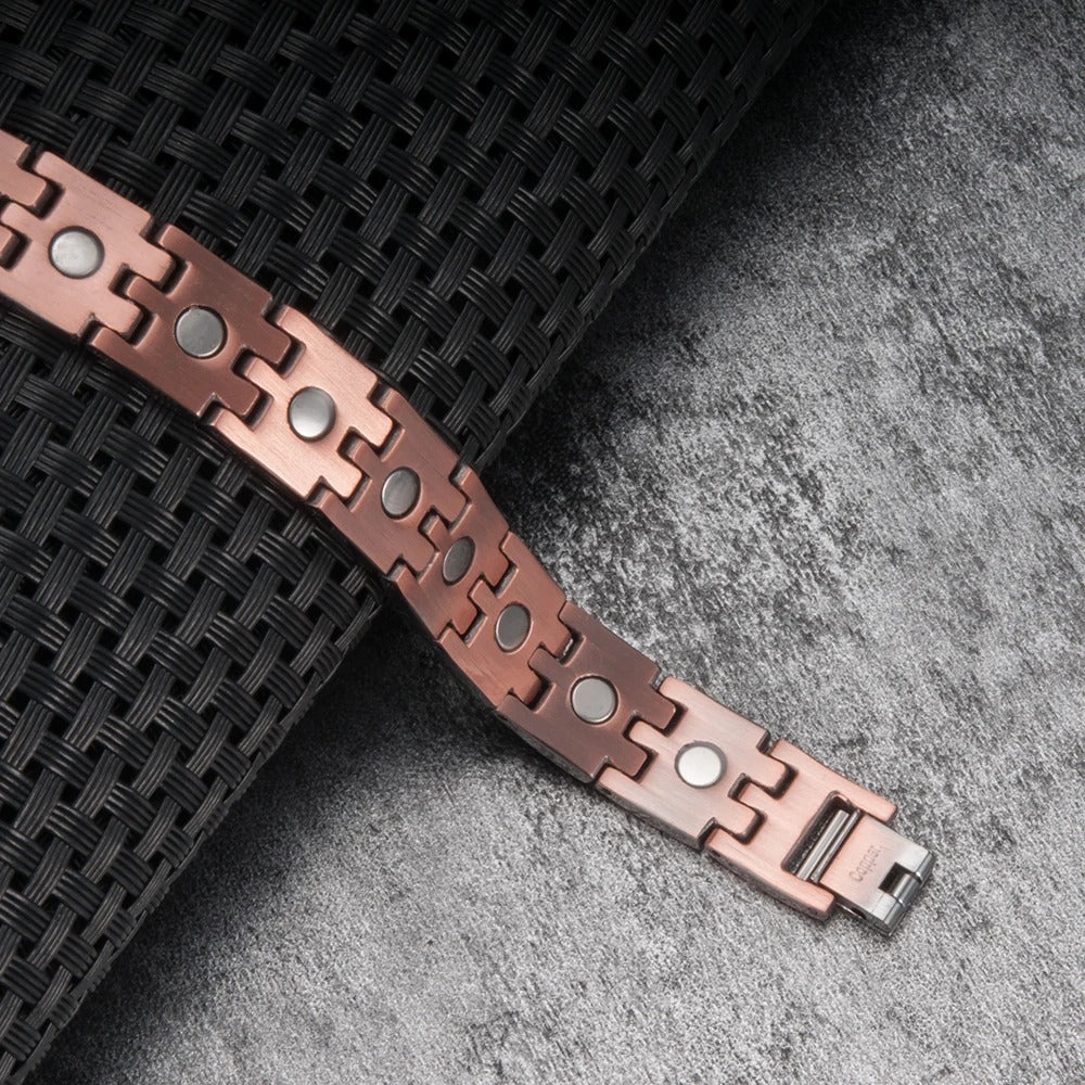 Bracelet Magnétique Homme Cuivre Chevron Poli