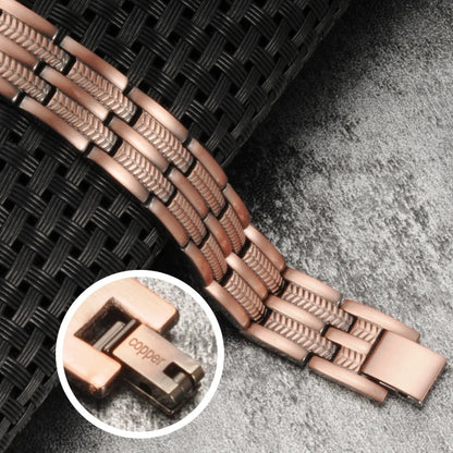 Bracelet Magnétique Homme Cuivre Chevron Poli