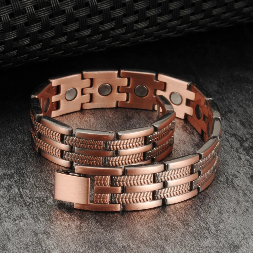 Bracelet Magnétique Homme Cuivre Chevron Poli