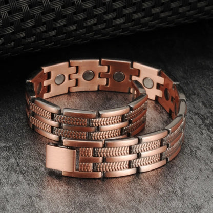Bracelet Magnétique Homme Cuivre Chevron Poli