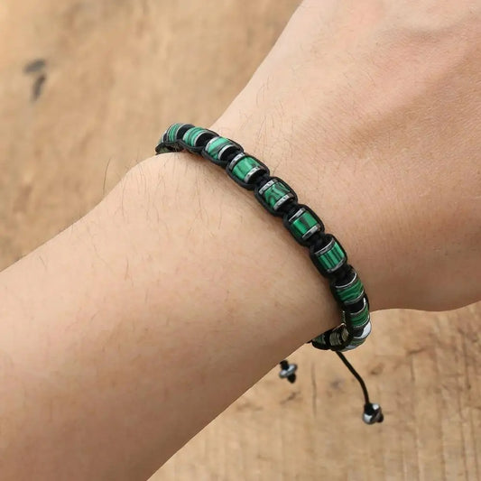 Bracelet Malachite Tissé à La Main