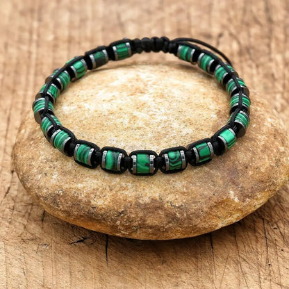 Bracelet Malachite Tissé à La Main