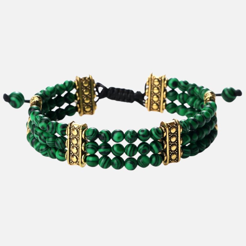 Bracelet Malachite Triple et Doré