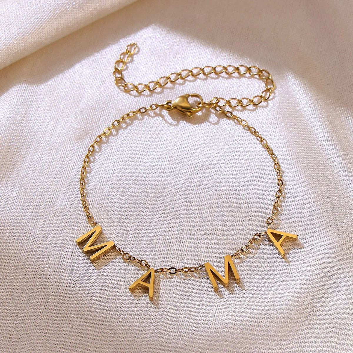 Bracelet Maman Chaîne Lettres - Acier Inoxydable