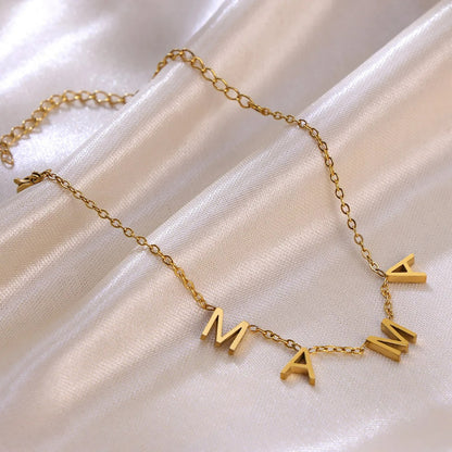 Bracelet Maman Chaîne Lettres - Acier Inoxydable