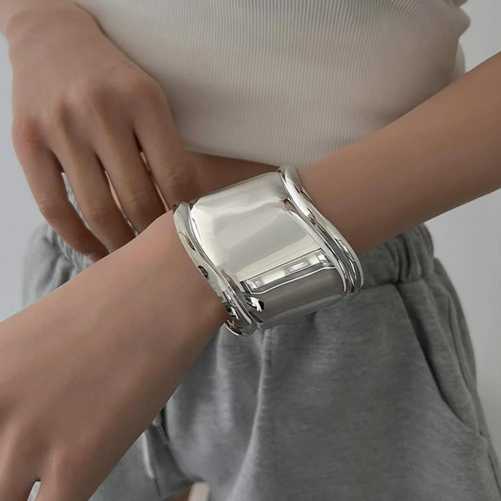 Bracelet Manchette Femme Argenté