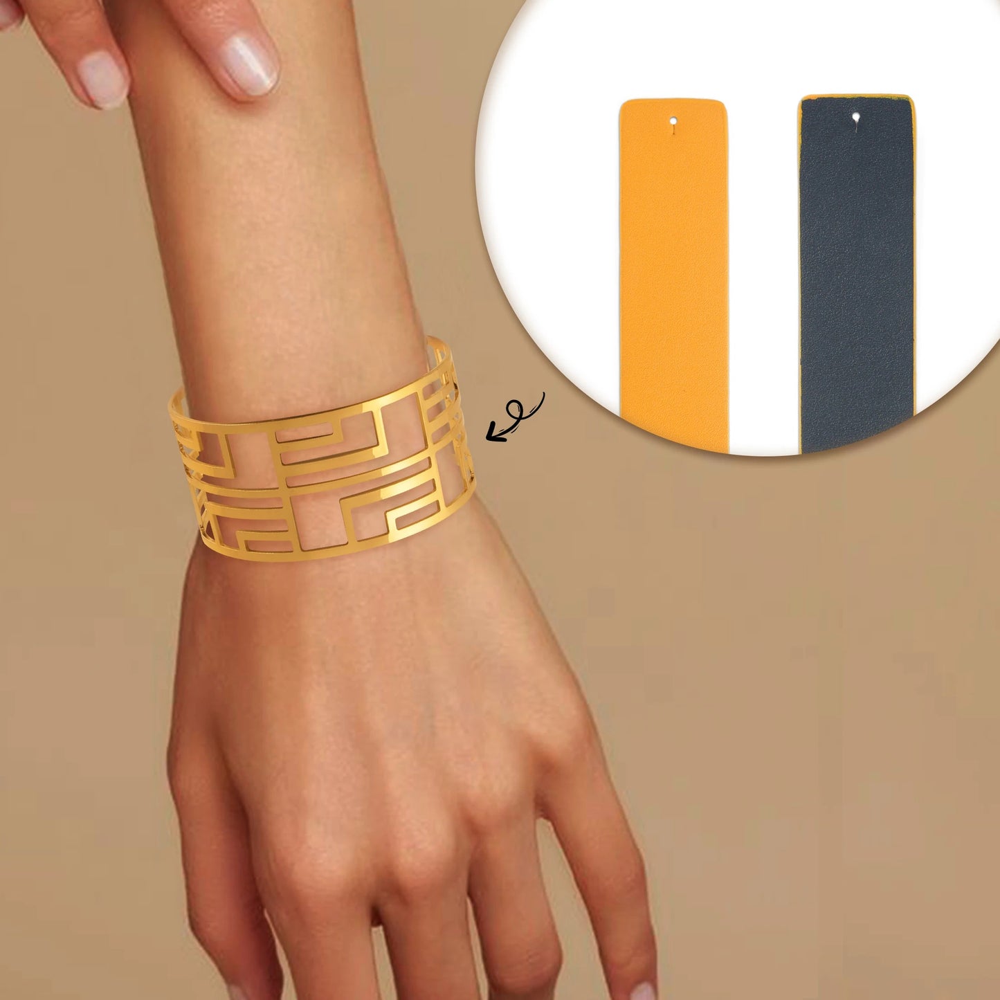 Bracelet Manchette Femme Doré Et Réversible