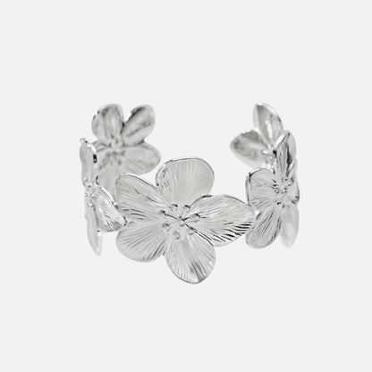 Bracelet Manchette Femme Floral Acier Inoxydable
