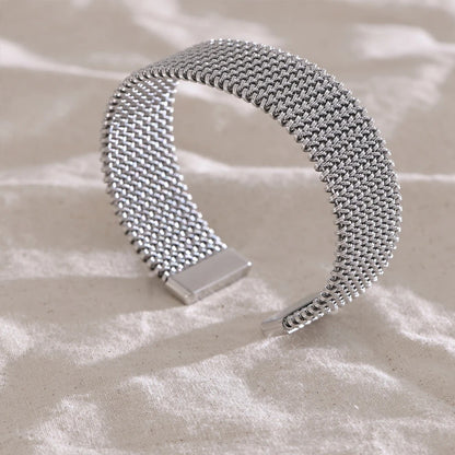 Bracelet Manchette Femme Maille Acier Inoxydable