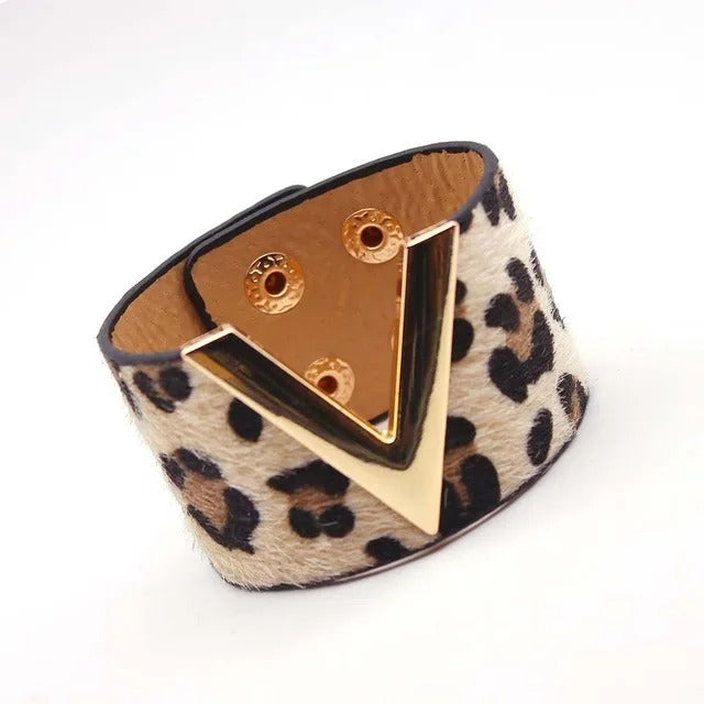 Bracelet Manchette Femme Motif Léopard