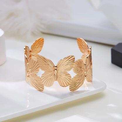 Bracelet Manchette Femme Papillon Acier Inoxydable
