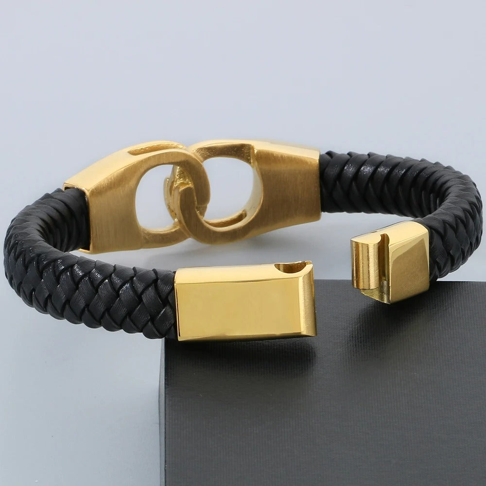 Bracelet Menotte Homme Alliance Doré et Noir