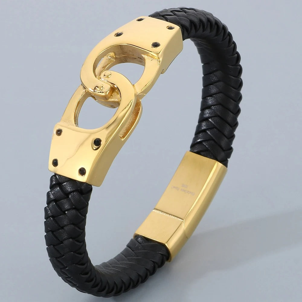 Bracelet Menotte Homme Alliance Doré et Noir