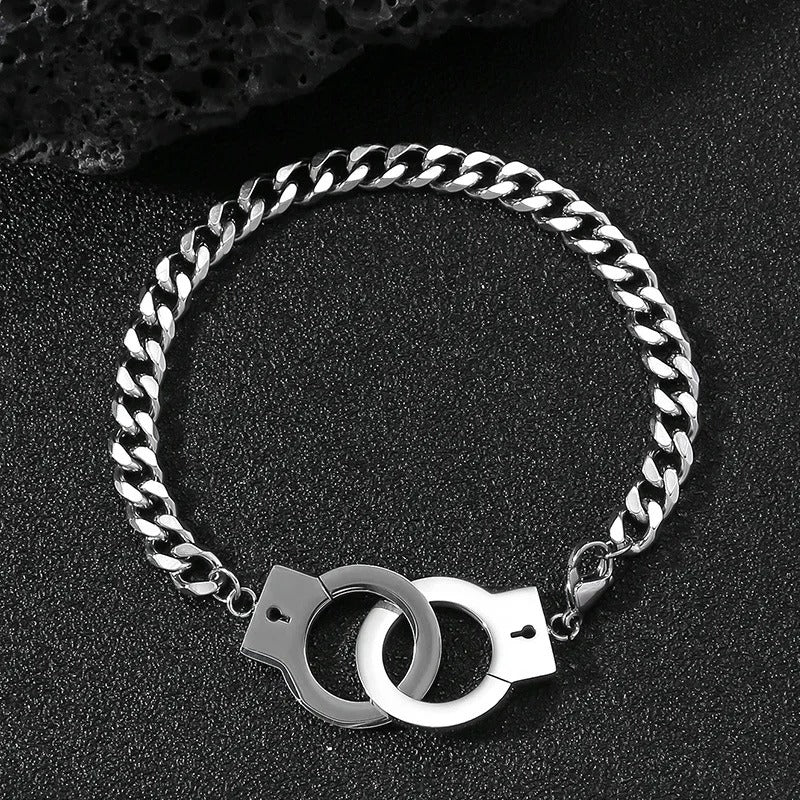 Bracelet Menotte Homme Argenté – Acier Inoxydable