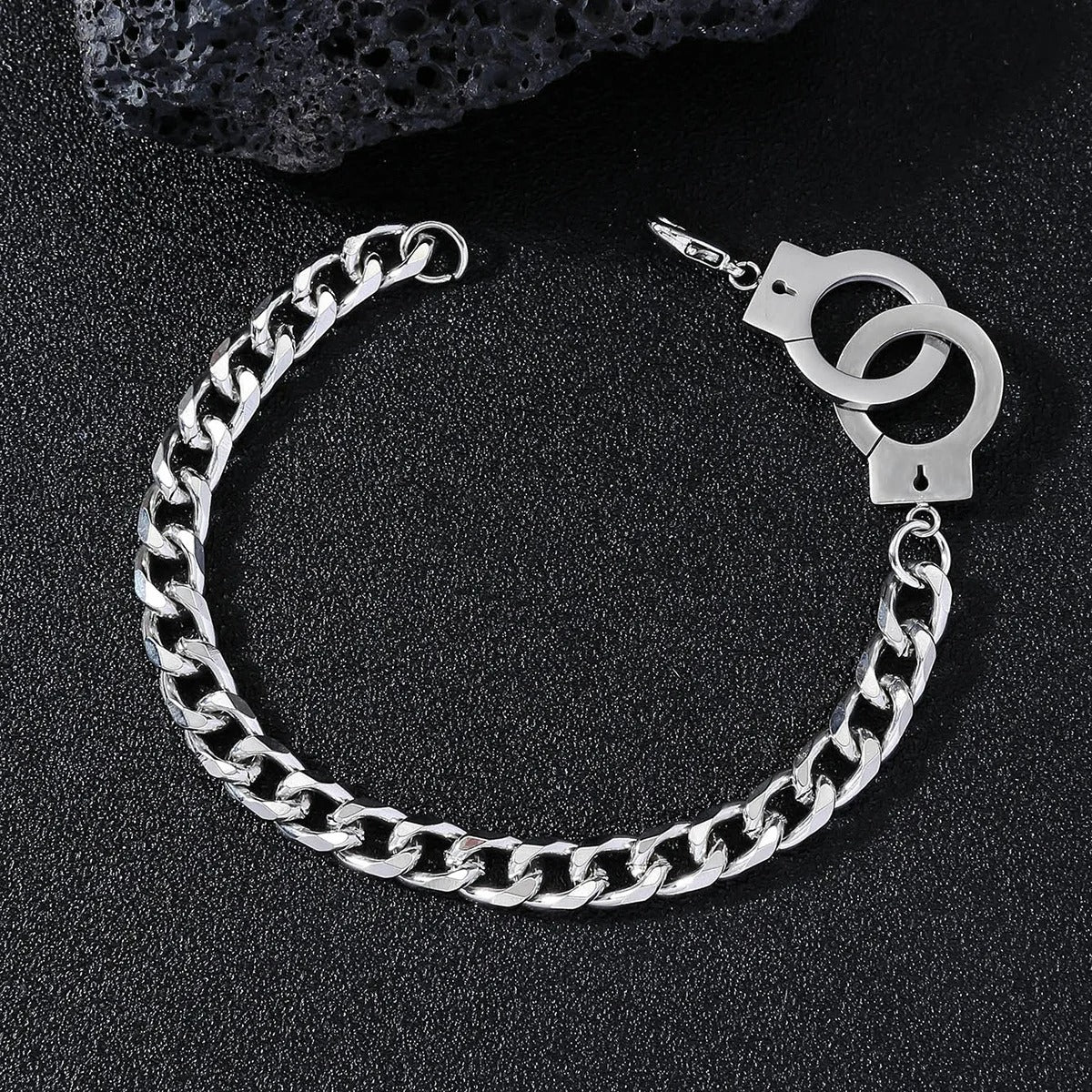 Bracelet Menotte Homme Argenté – Acier Inoxydable