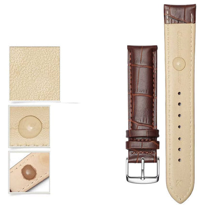 Bracelet Montre Cuir Homme Façon Croco Boucle Dorée