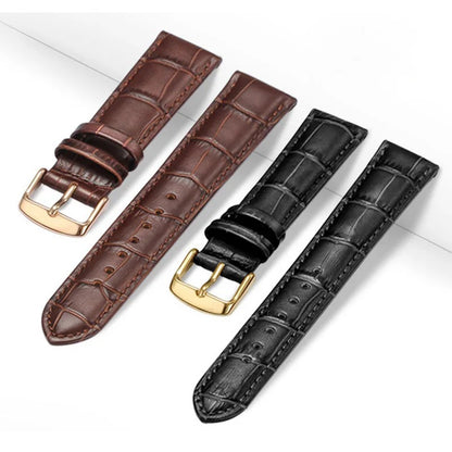 Bracelet Montre Cuir Homme Façon Croco Boucle Dorée