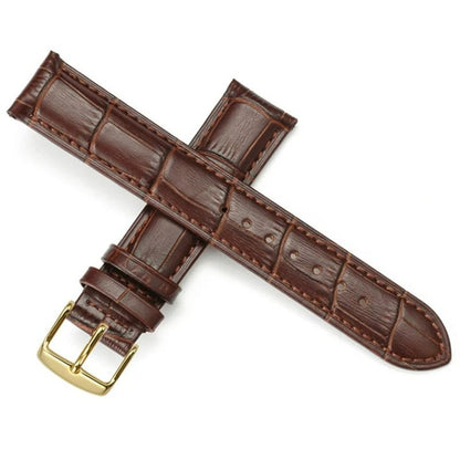 Bracelet Montre Cuir Homme Façon Croco Boucle Dorée