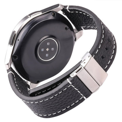 Bracelet Montre Cuir Homme Grainé Surpiqûre Blanche