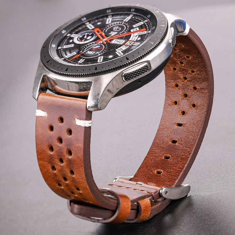 Bracelet Montre Cuir Homme Perforé – Acier Inoxydable