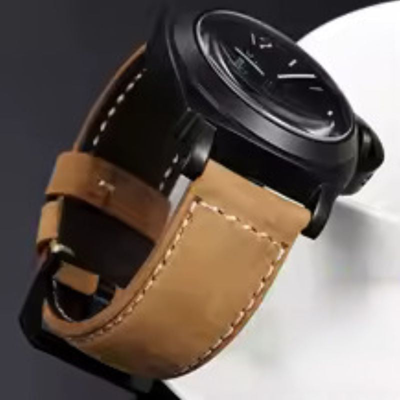 Bracelet Montre Cuir Homme Surpiqué – Acier Inoxydable