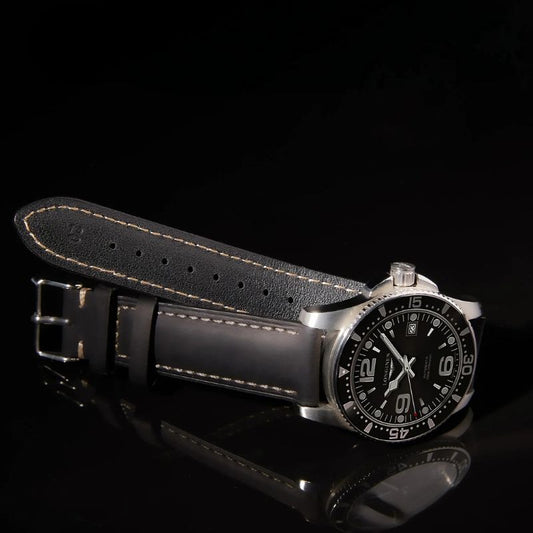 Bracelet Montre Cuir Homme Surpiqûres Boucle Ardillon
