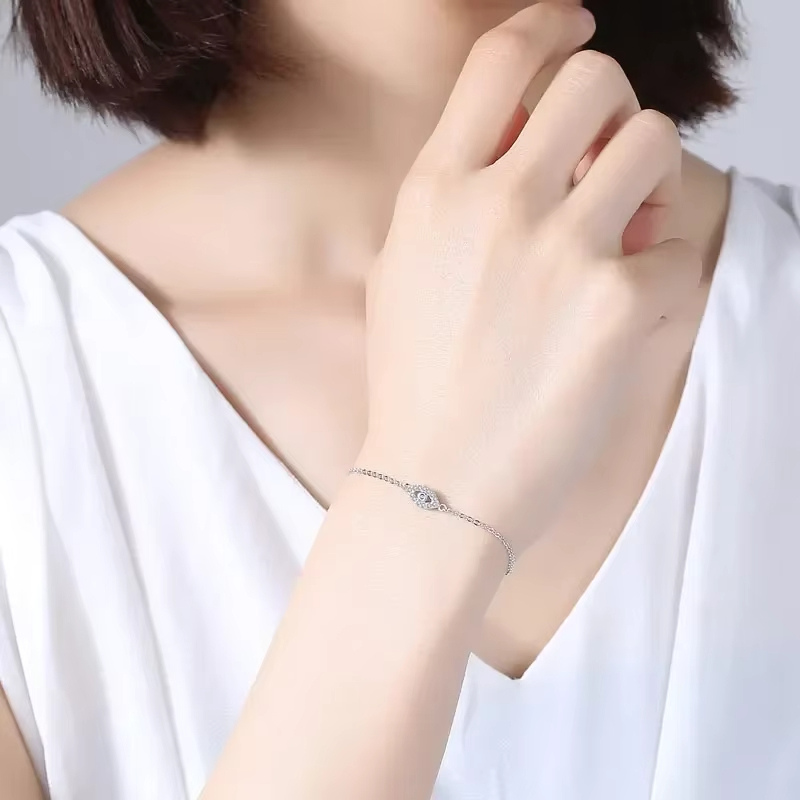 Bracelet Oeil Bleu Chaine Fine en Argent