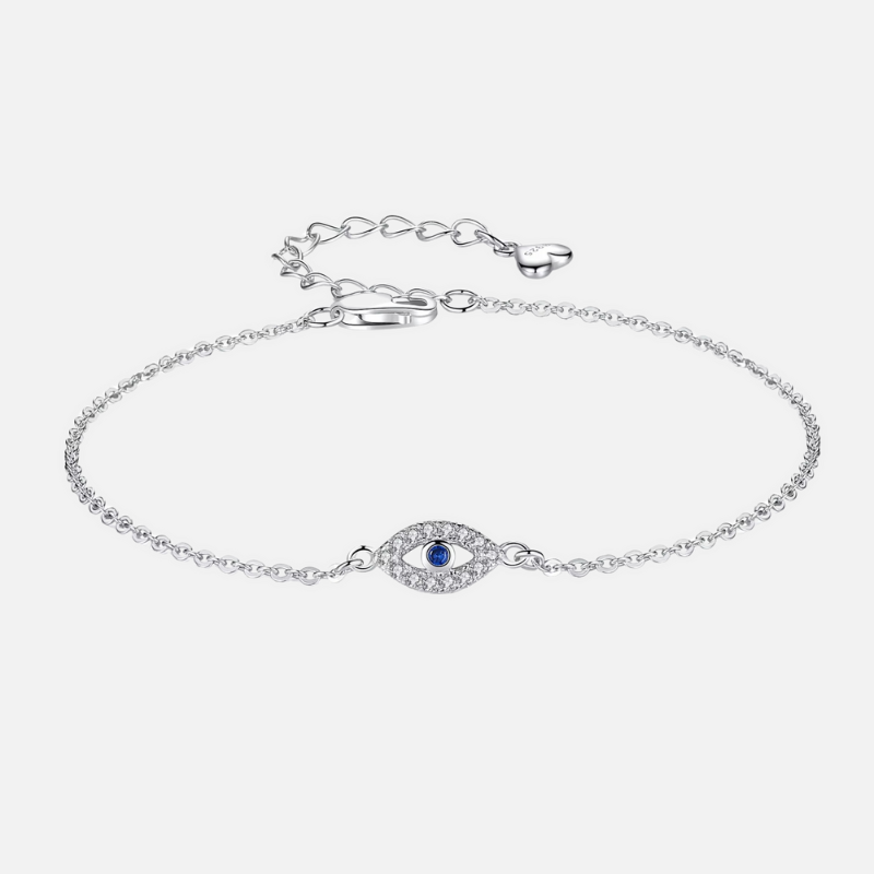 Bracelet Oeil Bleu Chaine Fine en Argent