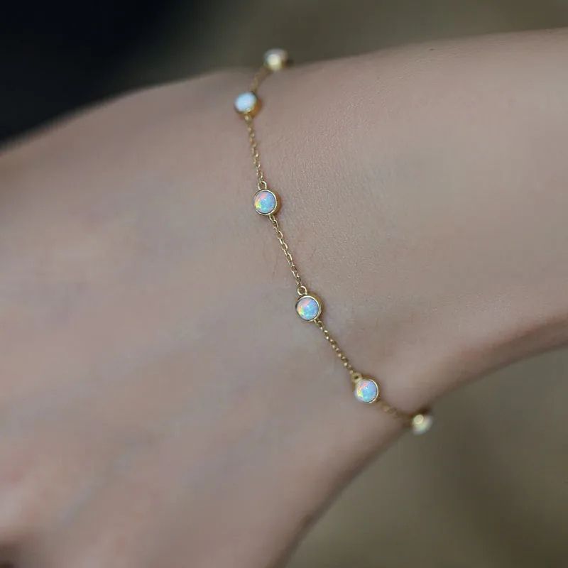 Bracelet Opale Chaîne Fine En Argent