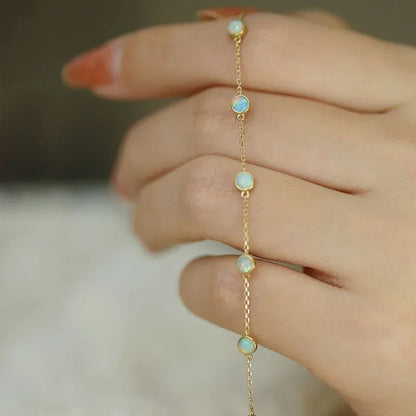 Bracelet Opale Chaîne Fine En Argent
