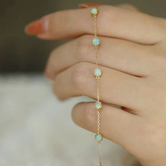 Bracelet Opale Chaîne Fine En Argent