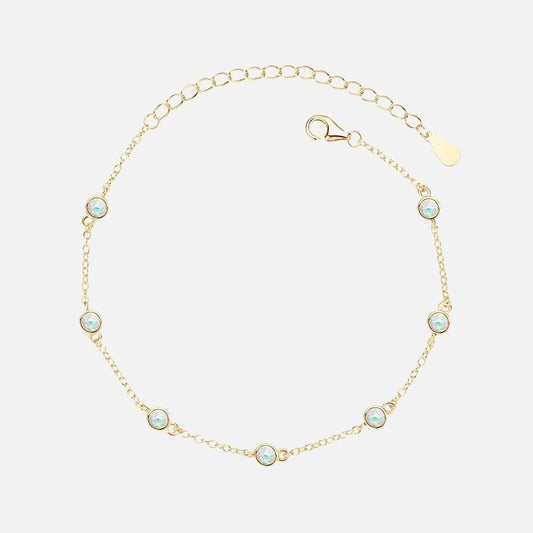 Bracelet Opale Chaîne Fine En Argent