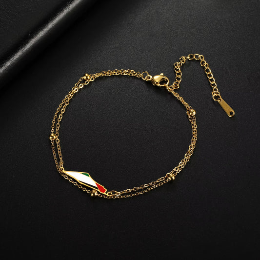Bracelet Palestine à Double Chaine sur fond noir