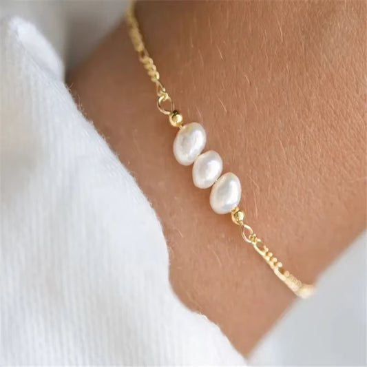 Bracelet Perle Blanche en Acier Inoxydable