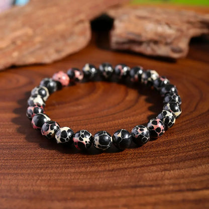 Bracelet Perle Noir Et Rose Esprit Minéral