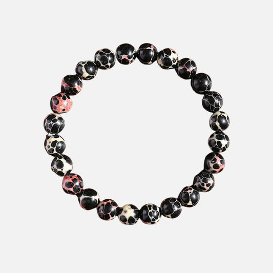 Bracelet Perle Noir Et Rose Esprit Minéral