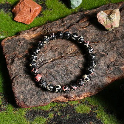 Bracelet Perle Noir Et Rose Esprit Minéral