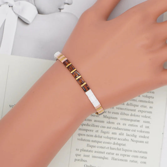 Bracelet Perle Plate Moderne