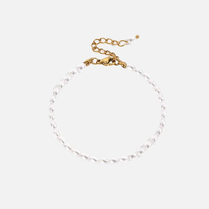 Bracelet Perles Fines Blanches en Acier Inoxydable