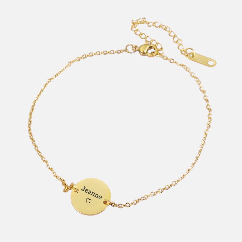 Bracelet Personnalisable Médaillon Gravé - Acier Inoxydable