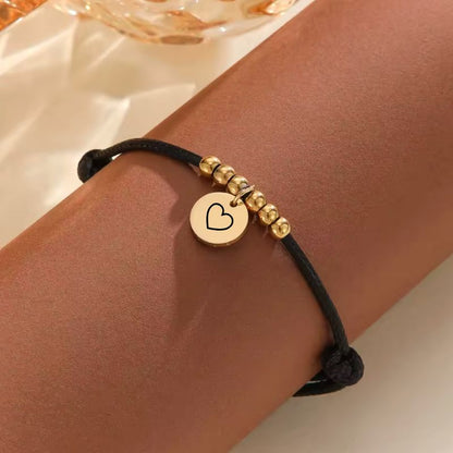 Bracelet Personnalisé Cordon Petit Médaillon Gravé - Acier Inoxydable