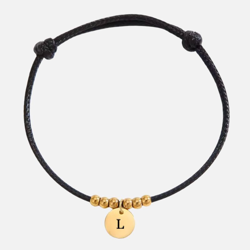 Bracelet Personnalisé Cordon Petit Médaillon Gravé - Acier Inoxydable