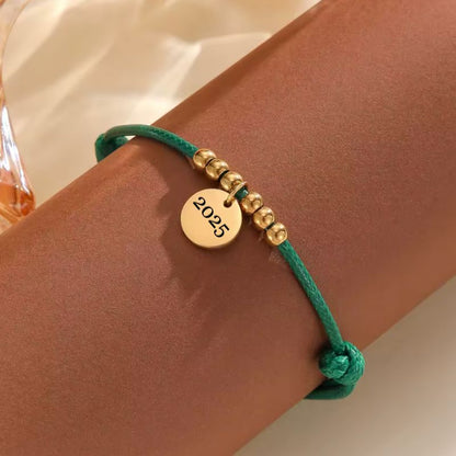 Bracelet Personnalisé Cordon Petit Médaillon Gravé - Acier Inoxydable