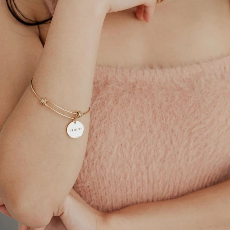 Bracelet Personnalisé Jonc Ajustable - 1 à 4 médaillons à Graver au Choix