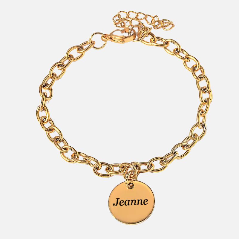 Bracelet Personnalisé en Maille Acier Inoxydable - 1 à 5 médaillons au Choix à graver