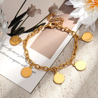 Bracelet Personnalisé en Maille Acier Inoxydable - 1 à 5 médaillons au Choix à graver