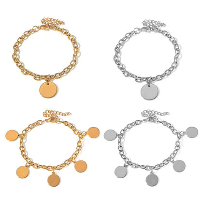 Bracelet Personnalisé en Maille Acier Inoxydable - 1 à 5 médaillons au Choix à graver